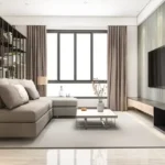 Platinum Vibe Model Town Versova Luxury Living Room With Bookshelf TV