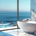 Varun Carter Road Bandra Large White Bathtub Bathroom with View Ocean