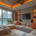 3 BHK Vascon Tranquil Heights Powai Living Room With City View And Sofa