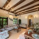 3 BHK Villa Amayah Villas Assagao Goa Living Room With Floral Sofas And Coffee Table