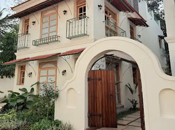 3 BHK Villa Amayah Villas Assagao Goa Villa Entrance With Arched Gateway