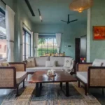3 BHK Villa Kihim Alibaug Living Room With Cane Chairs