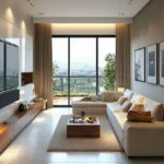 4 BHK Chheda Imperial Matunga Living Room With Sectional Sofa And City View