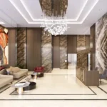 4 BHK Hirandandani Empress Hill Powai Luxury Living Room With Marble Feature Wall