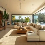 5 BHK Villa Isprava Valoria Alibaug Sunlit Living Room With Sectional Sofa