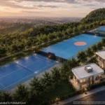 Blubay Ora Karjat NA Plots Sale Aerial View of Sports Courts