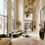 3 BHK Omnia Residences Almeida Park Bandra Lobby Lounge With Sculptural Lighting