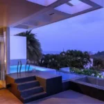 3 BHK Villa Infiniti Bay Dabolim Bogmalo Beach Goa Poolside Terrace at Dusk