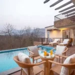 1. 4 BHK Villa Khopoli Poolside Seating with Wicker Chairs