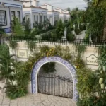 4 BHK Villa Ballad Angela Boheim Siolim Goa Arched Entrance Gate with Blue Tile Border