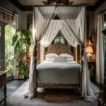 4 BHK Villa Ballad Angela Boheim Siolim Goa Bedroom with Draped Four Poster Bed