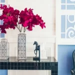 4 BHK Villa Ballad Angela Boheim Siolim Goa Console Table with Flower Vases and Horse Sculpture