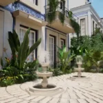 4 BHK Villa Ballad Angela Boheim Siolim Goa Courtyard with Fountains and Tropical Plants