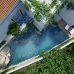 4 BHK Villa Ballad Angela Boheim Siolim Goa Overhead View of Private Pool and Garden