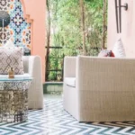 4 BHK Villa Ballad Angela Boheim Siolim Goa Patio with Wicker Armchairs and Mosaic Table
