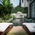 4 BHK Villa Ballad Angela Boheim Siolim Goa Pool with Sun Loungers and Rock Waterfall