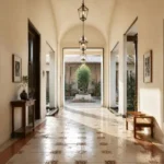 6 BHK Villa Chopdem Goa Arched Hallway with Patterned Floor