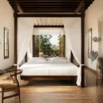 6 BHK Villa Chopdem Goa Four Poster Bed with Sheer Curtains