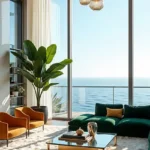 Godrej Bandra Bay Phase 1 Sea View Living Room With Green Sofa