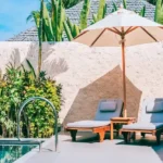 Taj Mount Kusur Villas Resort Poolside Lounge Chairs with Parasol