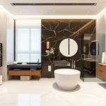 3 BHK Armaan Santacruz West Modern Washroom Featuring Rain Shower Cabin