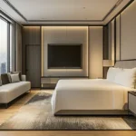 3 BHK Asmi Legacy Unnat Nagar Goregaon Contemporary Bedroom With Panoramic City Skyline View And Neutral Palette