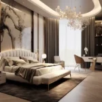 3 BHK The Crimson Borivali West Lavish Sleep Suite With Abstract Wall Mural Glass Chandelier