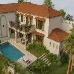 4 BHK Isprava Villa Viastro Pernem Goa Aerial View of Villa with Red Roof and Pool