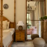 4 BHK Isprava Villa Viastro Pernem Goa Bedroom with Four Poster Bed and Tall Mirror