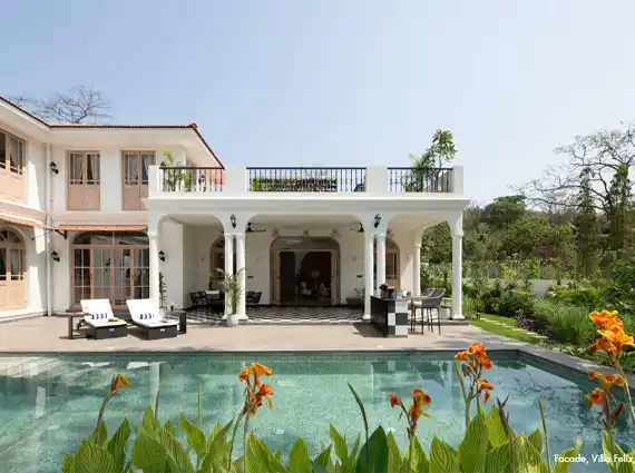 4 BHK Isprava Villa Viastro Pernem Goa Villa Exterior with Pool and Arched Veranda