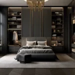4 BHK The Grand Lower Parel Moody Dark Toned Suite With Built In Shelving Study Corner