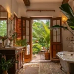 4.5 BHK Isprava Lumosa Aldona Goa Bathroom With Freestanding Bathtub And Garden Access