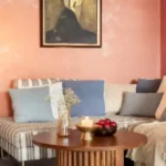 4.5 BHK Isprava Lumosa Aldona Goa Lounge With Striped Sofa And Round Coffee Table