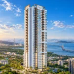 Baya Sunrise Dadar Tall Residential Tower Rising Against A Clear Blue Sky With The Bandra Worli Sea Link