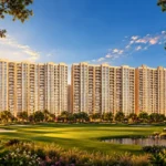 Hiranandani Maitri Park Chembur Residential Towers Overlooking Green Golf Lawn At Sunset