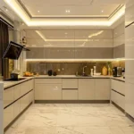 Raya Terraces JVPD Juhu Kitchen With Glossy Cabinets And Recessed Lighting