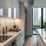 Raya Terraces JVPD Juhu Kitchen With Marble Countertops And Pendant Lights