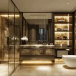 Sahakar Acropolis Kala Nagar Bandra East Premium Bathroom With Gold Marble Walls