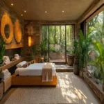 Veda Monteza Plots for Sale Alibaug Bedroom with Stone Walls and Garden View