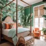 Veda Monteza Plots for Sale Alibaug Canopy Bedroom with Tropical Wallpaper