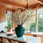 Veda Monteza Plots for Sale Alibaug Kitchen Island with Flower Vase and Garden View