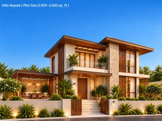 Veda Monteza Plots for Sale Alibaug Villa Royale with Stone Facade