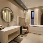 W 291 Sambhav Walkeshwar Modern Bathroom With Bathtub And Round Mirror