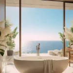 W 291 Sambhav Walkeshwar Sea Facing Bathroom With Freestanding Bathtub And Plants