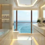 W 291 Sambhav Walkeshwar Sea Facing Bathroom With Glass Shower And Double Vanity