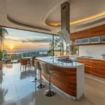 W 291 Sambhav Walkeshwar Sea Facing Kitchen With Island And Wooden Cabinets